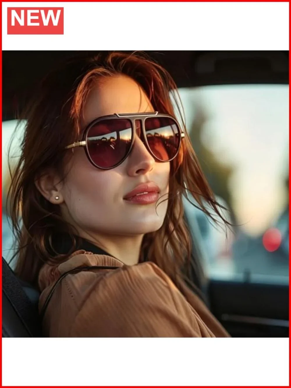 Oversized Retro Aviator Sunglasses Double Bridge Oval Frame UV400 Protection